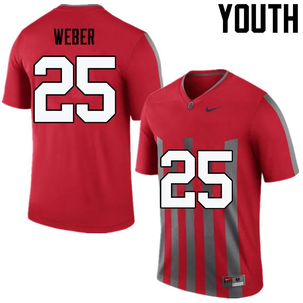 Mike Weber Ohio State Buckeyes Youth NCAA #25 Nike Throwback Red College Stitched Football Jersey LBD6256MJ